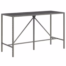 Tavolo da Bar con Piano in Vetro Grigio 180x70x110cm Polyrattancod mxl 126365 - Vista aggiuntiva 2