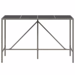 Tavolo da Bar con Piano in Vetro Grigio 180x70x110cm Polyrattancod mxl 126365 - Vista aggiuntiva 3