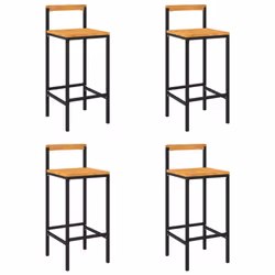 vidaXL Sgabelli da Bar 4pz Neri Polyrattan e Legno Massello di Acacia - Vista aggiuntiva 2