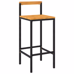 vidaXL Sgabelli da Bar 4pz Neri Polyrattan e Legno Massello di Acacia - Vista aggiuntiva 3