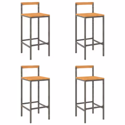 Sgabelli da Bar 4pz Grigi Polyrattan e Legno Massello di Acaciacod mxl 121170 - Vista aggiuntiva 2