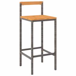 Sgabelli da Bar 4pz Grigi Polyrattan e Legno Massello di Acaciacod mxl 121170 - Vista aggiuntiva 3