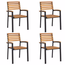 Sedie Giardino Impilabili 4 pz Legno Massello Acacia e Metallocod mxl 119598 - Vista aggiuntiva 2