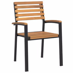 Sedie Giardino Impilabili 4 pz Legno Massello Acacia e Metallocod mxl 119598 - Vista aggiuntiva 3