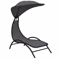 Lettino con Tettuccio Grigio Scuro 167x80x195cm Tessuto Acciaiocod mxl 127598 - Vista aggiuntiva 2