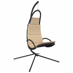 vidaXL Sedia Dondolo Giardino con Cuscino Crema Tessuto Oxford Acciaio - Vista aggiuntiva 2