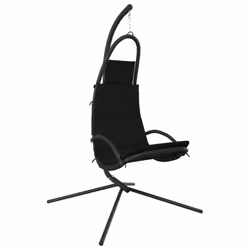 Sedia Dondolo Giardino con Cuscino Nero Tessuto Oxford Acciaiocod mxl 105841