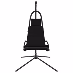 Sedia Dondolo Giardino con Cuscino Nero Tessuto Oxford Acciaiocod mxl 105841