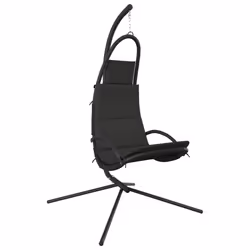 Sedia a Dondolo Giardino Cuscino Grigio Scuro Tessuto e Acciaiocod mxl 81927 - Vista aggiuntiva 2