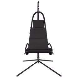 Sedia a Dondolo Giardino Cuscino Grigio Scuro Tessuto e Acciaiocod mxl 81927 - Vista aggiuntiva 3