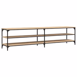 Mobile TV Rovere Sonoma 200x30x50cm Legno Multistrato e Metallocod mxl 79529 - Vista aggiuntiva 2