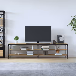 Mobile TV Rovere Sonoma 200x30x50cm Legno Multistrato e Metallocod mxl 79529 - Vista aggiuntiva 3