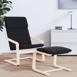 vidaXL Sedia Relax Nera in Tessuto - Vista aggiuntiva 3
