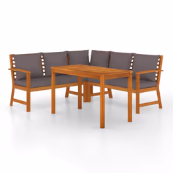 Set da Pranzo Giardino 4pz con Cuscini Legno Massello di Acaciacod mxl 124409 - Vista aggiuntiva 2