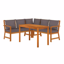 Set da Pranzo Giardino 4pz con Cuscini Legno Massello di Acaciacod mxl 124409 - Vista aggiuntiva 3