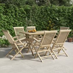 Set da Pranzo da Giardino 7 pz Grigio in Legno Massello di Teak Vidaxl