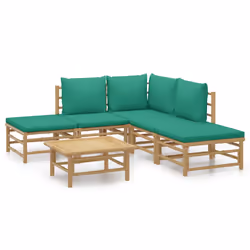 Set Salotto da Giardino 6pz con Cuscini Verdi Bambùcod mxl 100286 - Vista aggiuntiva 2