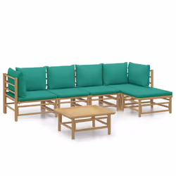 Set Salotto da Giardino 6pz con Cuscini Verdi Bambùcod mxl 101231 - Vista aggiuntiva 2