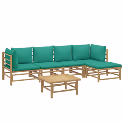 Set Salotto da Giardino 6pz con Cuscini Verdi Bambùcod mxl 101231 - Vista aggiuntiva 3