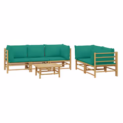 Set Salotto da Giardino 6pz con Cuscini Verdi Bambùcod mxl 76326 - Vista aggiuntiva 3