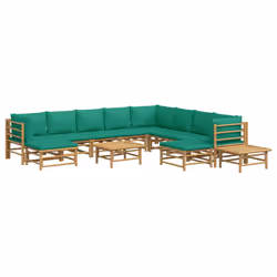 Set Salotto da Giardino 12pz con Cuscini Verdi Bambùcod mxl 76345 - Vista aggiuntiva 3