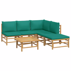 Set Salotto da Giardino 6pz con Cuscini Verdi Bambùcod mxl 124201 - Vista aggiuntiva 3