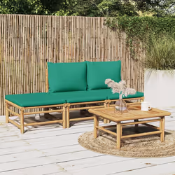 Set Salotto da Giardino 4pz con Cuscini Verdi Bambùcod mxl 124249