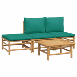 Set Salotto da Giardino 4pz con Cuscini Verdi Bambùcod mxl 124249