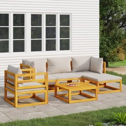 Set Salotto Giardino 6pz Cuscini Grigio Chiaro Legno Massellocod mxl 124285