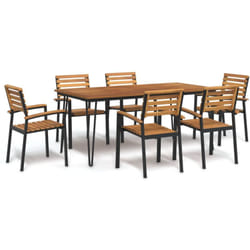 Set Pranzo da Giardino 7 pz Legno Massello di Acacia e Metallo Vidaxl