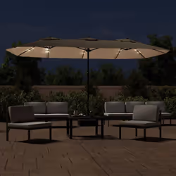 Ombrellone a Doppia Testa con LED Tortora 449x245 cmcod mxl 70252 - Vista aggiuntiva 3