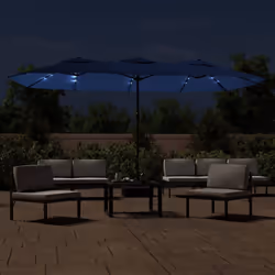 Ombrellone a Doppia Testa con LED Azzurro 449x245 cmcod mxl 94282 - Vista aggiuntiva 3