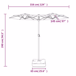 VidaXL 362964 ombrellone da cortile Grigio scuro, Grigio talpa - Vista aggiuntiva 8