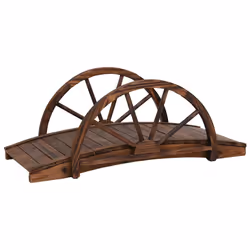 Ponte Giardino con Mezza Ruota 99x50x38 cm Legno Massello Abetecod mxl 102923 - Vista aggiuntiva 2