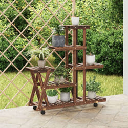 Portafiori con Ruote 95x25x101 cm in Legno Massello di Abete Vidaxl 70511