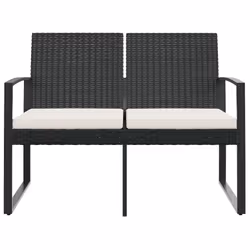 Panca da Giardino a 2 Posti con Cuscini in Rattan PP Nerocod mxl 94672