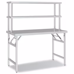 Tavolo Lavoro Cucina con Ripiano 120x60x145 cm Acciaio Inoxcod mxl 117719 - Vista aggiuntiva 2