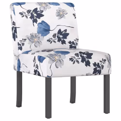 vidaXL Sedia Pantofola in Tessuto Fiori Blu - Vista aggiuntiva 2