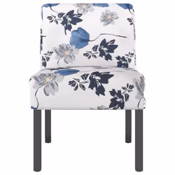 vidaXL Sedia Pantofola in Tessuto Fiori Blu - Vista aggiuntiva 3