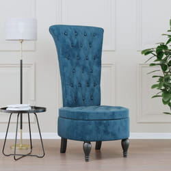 Sedia con Schienale Alto Design con Bottoni in Velluto Blu Vidaxl 17345
