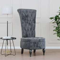 Sedia Schienale Alto Design con Bottoni in Velluto Grigio Scurocod mxl 103619