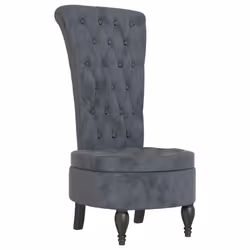 Sedia Schienale Alto Design con Bottoni in Velluto Grigio Scurocod mxl 103619 - Vista aggiuntiva 2