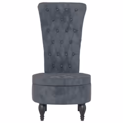 Sedia Schienale Alto Design con Bottoni in Velluto Grigio Scurocod mxl 103619 - Vista aggiuntiva 3