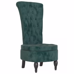 vidaXL Sedia Schienale Alto Design con Bottoni in Velluto Verde Scuro - Vista aggiuntiva 2