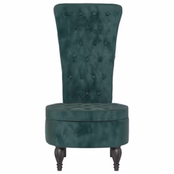 vidaXL Sedia Schienale Alto Design con Bottoni in Velluto Verde Scuro - Vista aggiuntiva 3