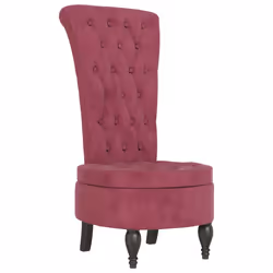vidaXL Sedia Schienale Alto Design Bottoni Velluto Rosso Vino Chiaro - Vista aggiuntiva 2