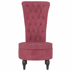 vidaXL Sedia Schienale Alto Design Bottoni Velluto Rosso Vino Chiaro - Vista aggiuntiva 3