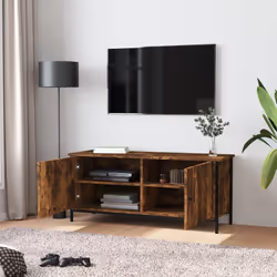 Mobile TV con Ante Rovere Fumo 102x35x45 cm Legno Multistratocod mxl 73417 - Vista aggiuntiva 3