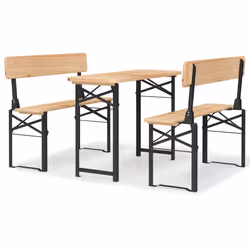 Set Tavolo Birreria Pieghevole 3 pz in Legno Massello di Abetecod mxl 81926 - Vista aggiuntiva 2