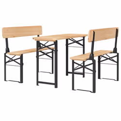 Set Tavolo Birreria Pieghevole 3 pz in Legno Massello di Abetecod mxl 81926 - Vista aggiuntiva 3